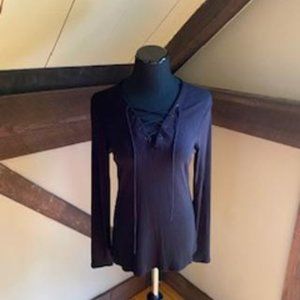 Who.What.Wear Black Front Laced Up Top